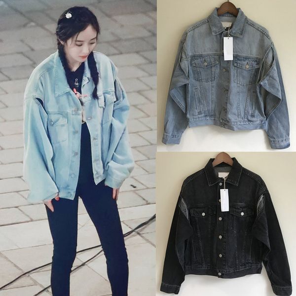 

2020 fashion classic trendy brand luxry design autumn women single breasted long sleeve open cuff denim jacket short coat female, Black;brown