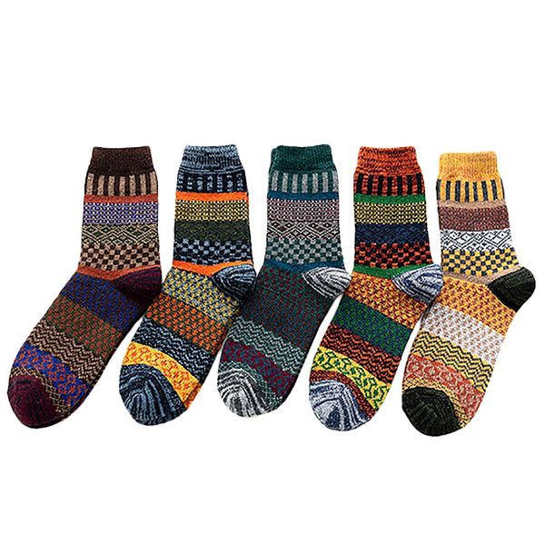 

winter men's thick warmth harajuku retro fashion casual wool socks cotton socks, Black