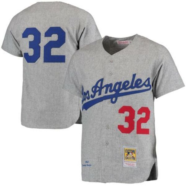 

sandy koufax #32 mitchell & ness gray 1963 mens stitched xs-6xl baseball jerseys