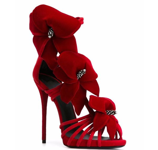 

red sandalias mujer crystal string bead flowers stiletto heels women sandals ankle strap open toe floral beauty sandals cs04, Black