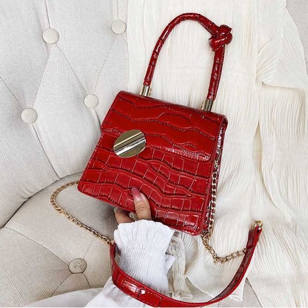 

casual alligator pattern handle hand bags women shoulder flap bag