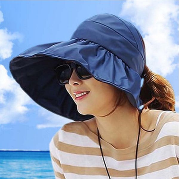 

foldable women's sunscreen sun korean fashion outdoor travel empty cloth hat hat uv-proof, Blue;gray