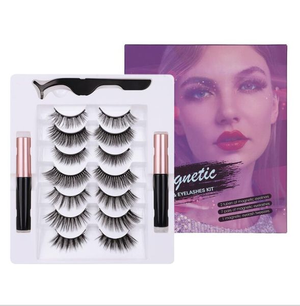 

epack 7 pairs magnetic eyelashes double liquid eyeliner kit with tweezers reusable 3d 6d false lashes magnetic eyeliner natural no glue