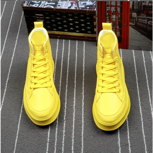 

men thick-soled high-shoes yellow sportswear shoes korean version of the trend high-board breathable ankle boot da36, Black