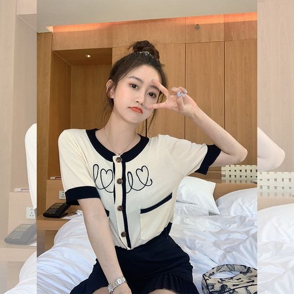 

e2gba rouwanbaby" cycle sweet sister contrast coatcolor sleeve knitted summer rouwanbaby"love cycle sweet sister love contrast coa, White;black