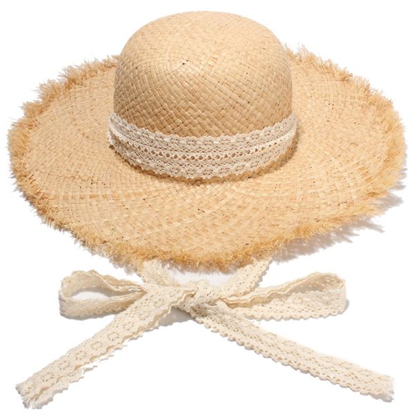 

simple handmade women straw sun hats large wide brim gilrs natural raffia panama beach straw sun caps for holiday, Blue;gray