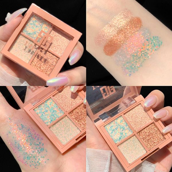 

eye shadow 4 colors/set shining eyeshadow pearlescent makeup glitter pigment smoky pallete waterproof cosmetics