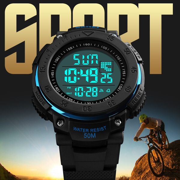 

shimei fashion men's electronic watch cool dual-time outdoor electronic outdoor sports sports watch men, Blue