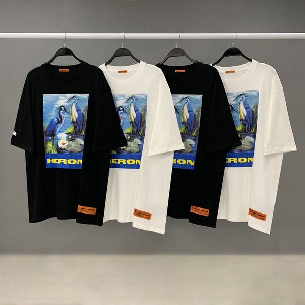 

heron hp men and women couples loose fog preston high street men's t-shirt t shirt men vintage short sleeve cotton harajuku rock fashio, White;black