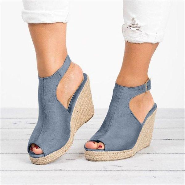 

women's sandals ladies fashion solid wedges casual buckle strap roman shoes sandals comfortable women shoes cs08, Black