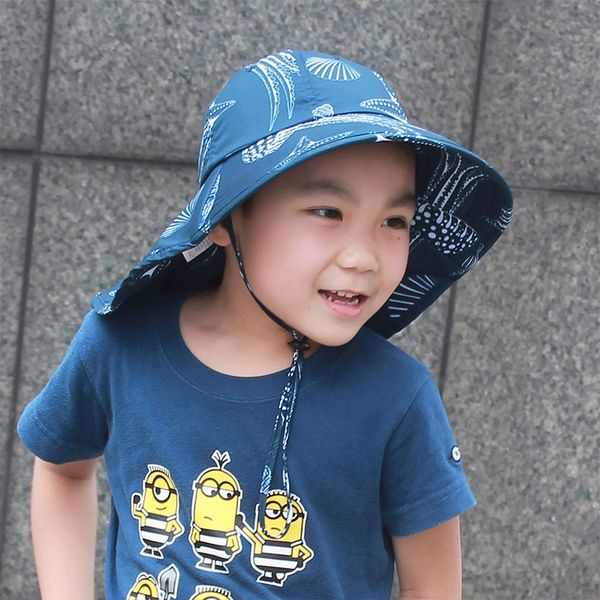 

2020 new children's outdoor bucket bucket shawl fisherman beach tourism sunshade fisherman hat big eaves shawl hat, Blue;gray