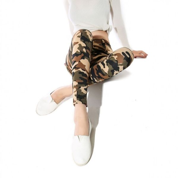

leggings women camouflage printed classic fashion trousers female army green stretch slim high waist workout jeggings, Black