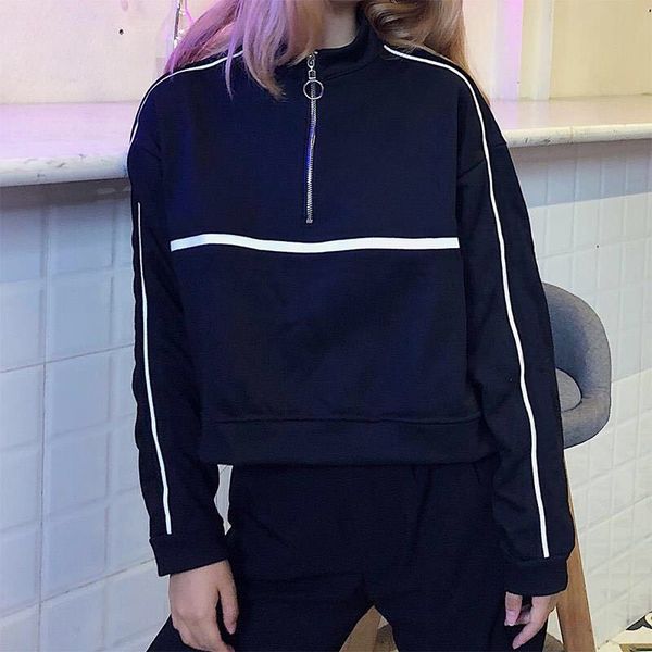 

deeptown korean style women hoodie autumn streetwear women black long sleeve loose fashion hoodies street clothes