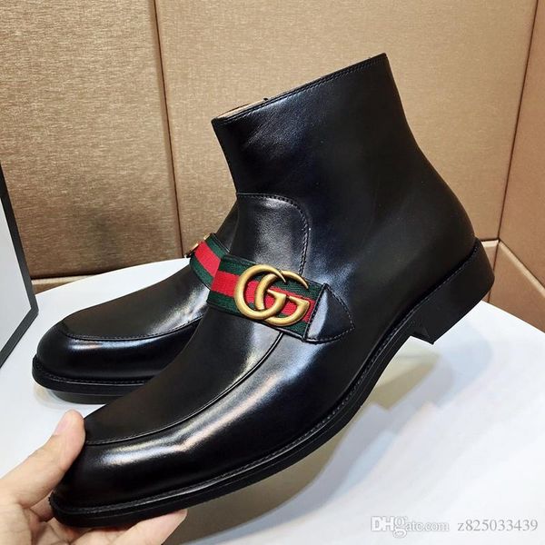 

luxury men shoes fashion type ankle boots leather winter waterproof mens leather horsebit chain boot stivali da uomo luxury design