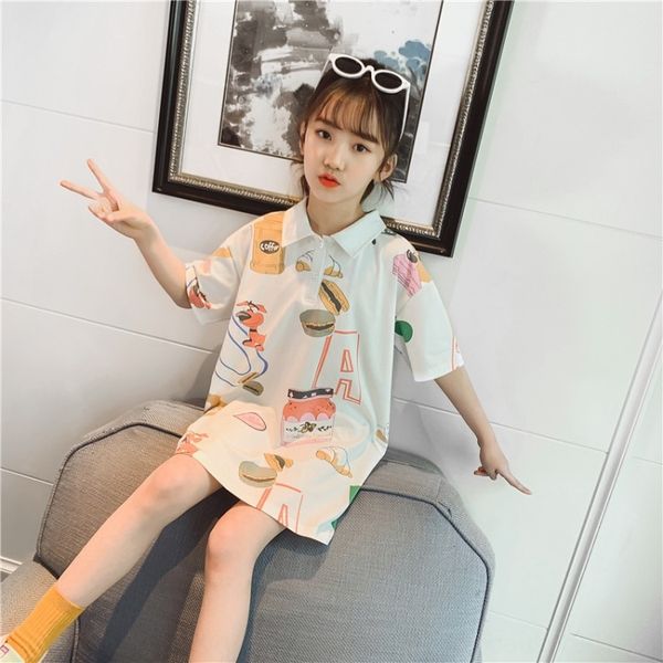 

9bxoo girls medium and long summer 2020 new style korean style children's half sleeve t-shirt t-shirt medium and large children short s, Blue