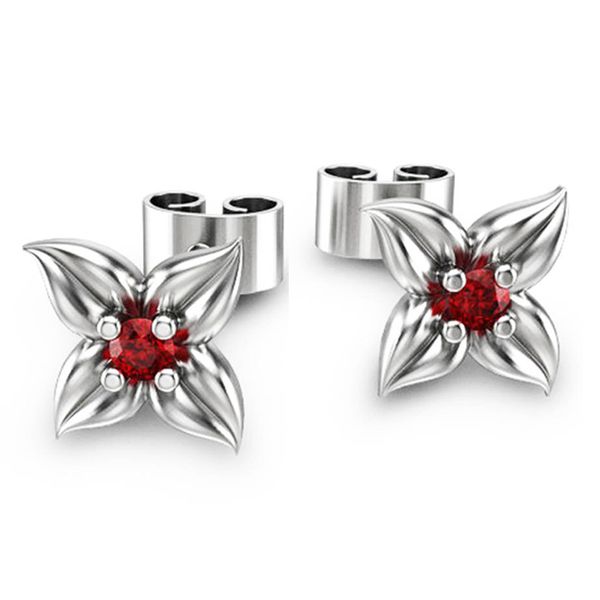 

aprilgrass brand cute four petal flower stud earrings with middle cubic zircon stone brilliant earrings for female wholesale lots&bulk, Golden;silver