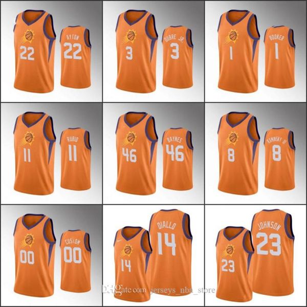 

men deandre ayton devin booker kelly phoenix oubre jr. ricky rubio orange 2020 statement suns custom jersey online, Black;red