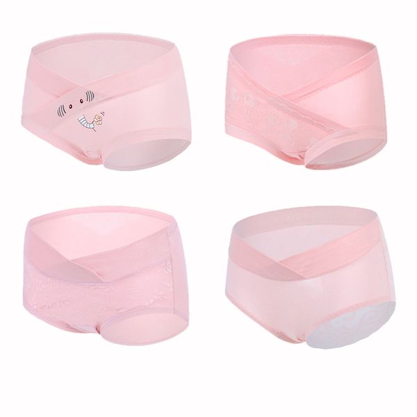 

pregnant women's underwear, low waist, pre- and post-partum cotton u-shaped belly-protecting breathable shorts, boxed, Black;pink