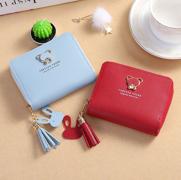 

2020 горячая продажа и оптовая моды дешевые бумажники женщин симпатичный медведь молния монета кошелек мини сумка короткий лук мини молнии п