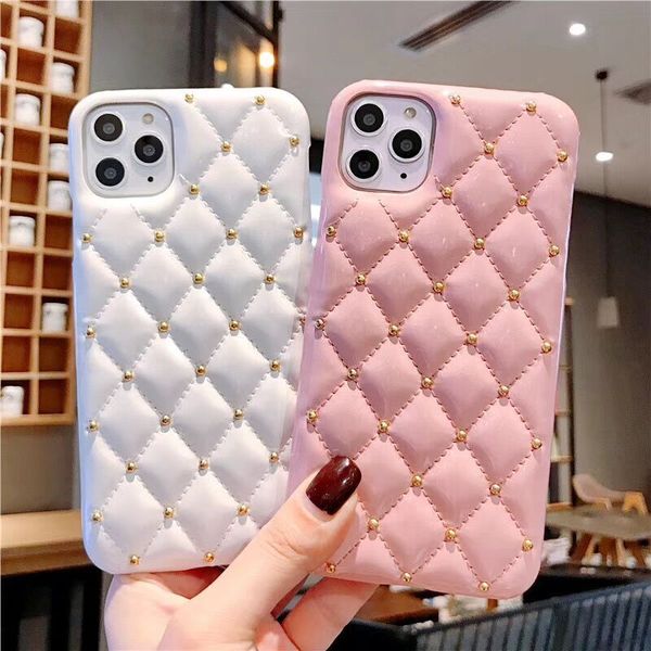 

2020 lattice rivets protect cover shockproof soft cases for iphone 11 pro max xs xr 8 7 6 plus soft shell protective cover