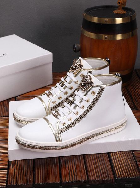 

2020h limited custom leather color-block embroidery high-casual ankle boots, high-end fashion wild lace-up sneakers, size: 38-451, Black