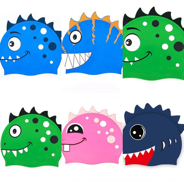 

new silicone children's cartoon dinosaur swimming cap swimming cap comfortable silicone hair protection