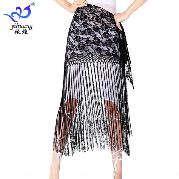 

belly dance triangle lace tassel extra large scarf lace scarf hip towel lace-up waist towel long tassel waist chain, Black;red