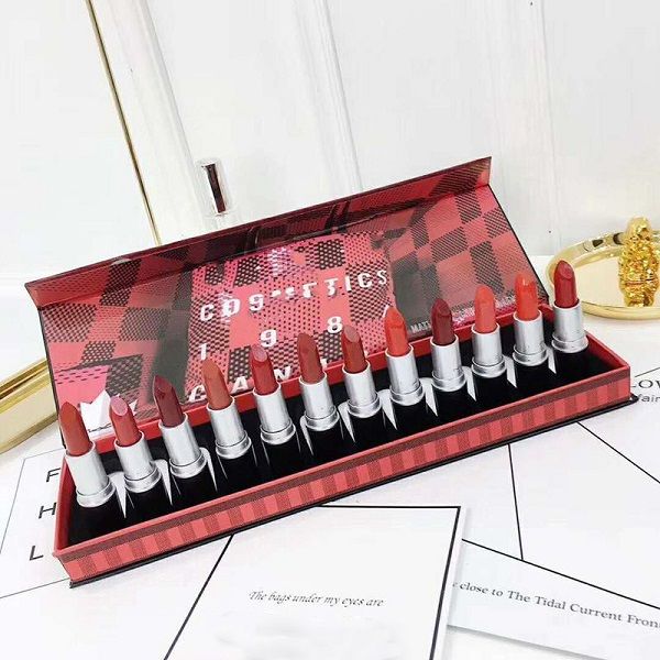 

12 piece suit bullet style lipstick no fading dazzling lip stick 12 color codes lipstick set attractive makeup tool non toxic and harmless