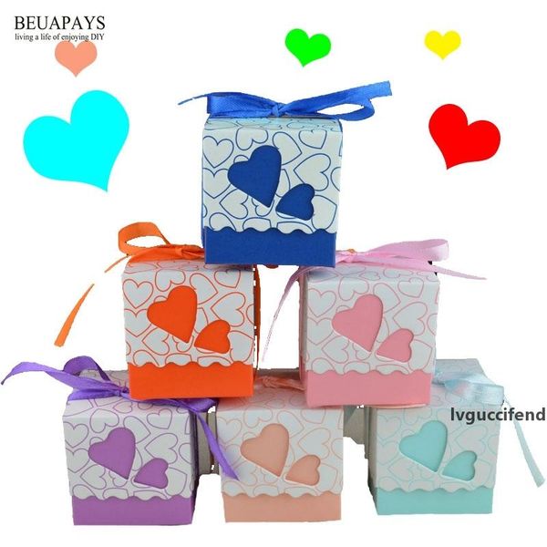 

100pcs hollow double love happy candy box wedding gift personality baby shower birthday gift diy accessories party favors deco