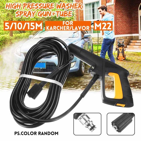 

5/10/15m m22 high pressure washer spray-gun nozzle water hose tube for lavor/karcher k2 k4 k5 k7 car washer cleaning tools
