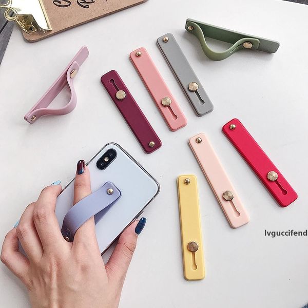 

simple candy color portable telescopic finger strap bracket soft silicone phone holder wristband stand finger ring holder