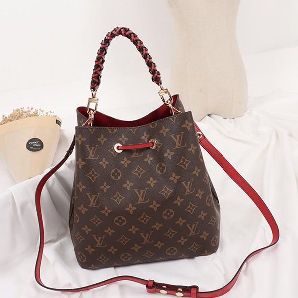 

drop ship womens bucket bag handbag drawstring shoulder bag messenger crossbody bags handle tote lady leather type bag fast delivery