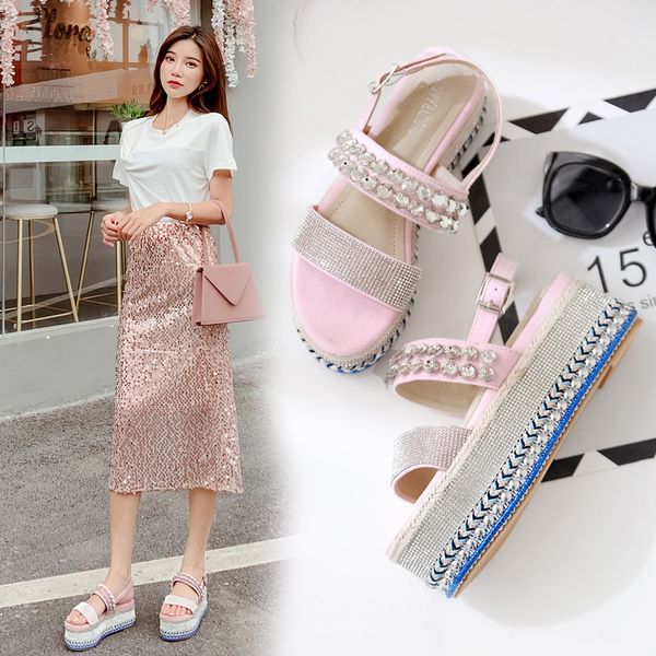 

high heel sandal for women black platform sandals fashion womens shoes 2020 wedge suit female beige anti-skid muffins