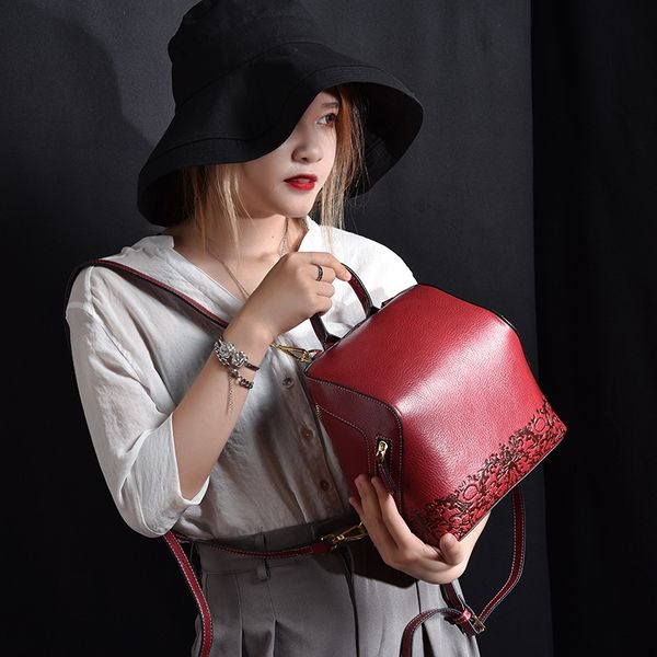 

mtmyw women's new star genuine leather korean style solid color women's backpack new star genuine leather bag korean style solid c, White