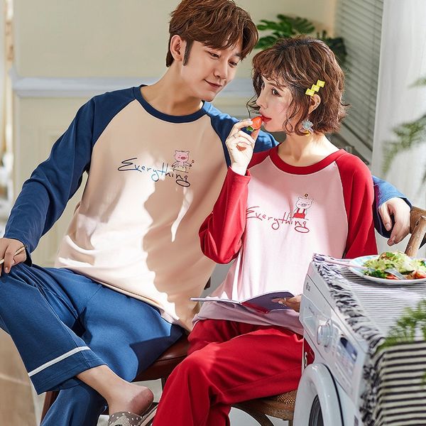 

qcrlq fruit lovers korean style fruit home clothes pajamas women's long sleeve pure cotton autumn korean style men's winter cotton, Blue;red