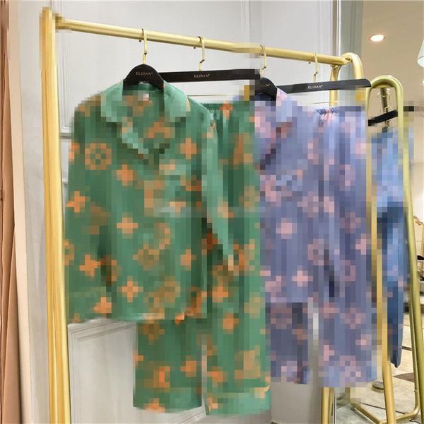 

luxury l letter pajamas womens flower printing ice silk pajamas spring and summer lovers nightclothes tide home wears ins hot
