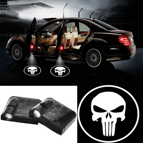 

2pcs wireless car door led projection punisher projector shadow logo light welcome lamps magnet sensor