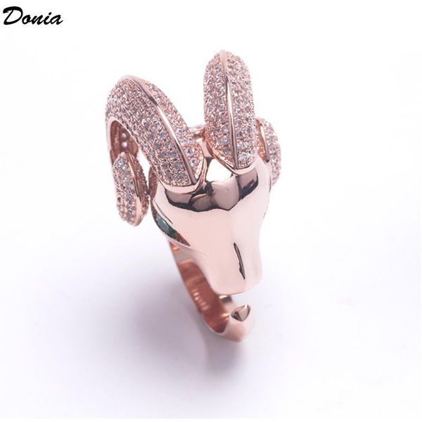 

donia jewelry ring fashion set zircon sheep head ring european and american creative men and women's ring, Silver