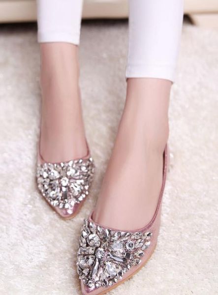 

women dress flats fashion pointed toe rhinestone shoes woman loafers summer fashion sweet flat casual shoes women plus size 35-40 cs10, Black