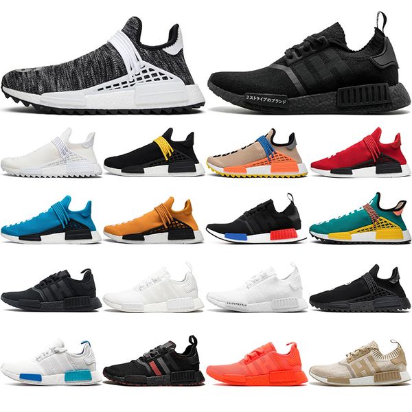 

nmd human race running shoes pharrell williams hu white black yellow red grey mens trainers womens sports sneakers size 36-45, White;red