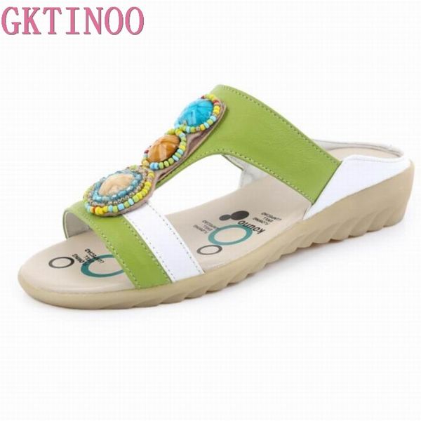 

gktinoo женщины трусы сандалии geunine кожа peep toe кристалл элегантный женский сандалии дамы мулы летняя обувь большого размера, Black