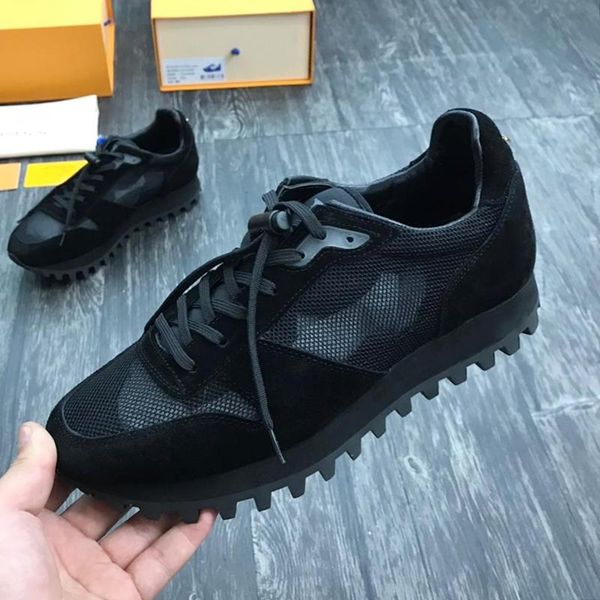 

runner sneaker mens shoes outdoor walking fashion luxury footwears lightweight lace -up men shoes manner schuhe with origin box, Black