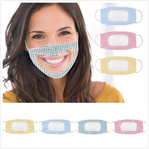 

transparent face mask camouflage washable reusable masks anti dust antifog clear deaf-mute lip designer face mask 4 styles