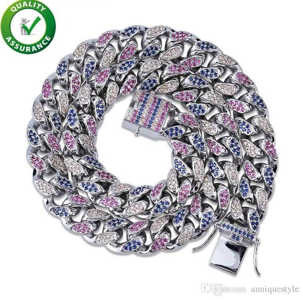 

iced out chains mens designer necklace gold cuban link chain hip hop jewelry micro paved cz luxury fashion wedding accessories gift men, Black