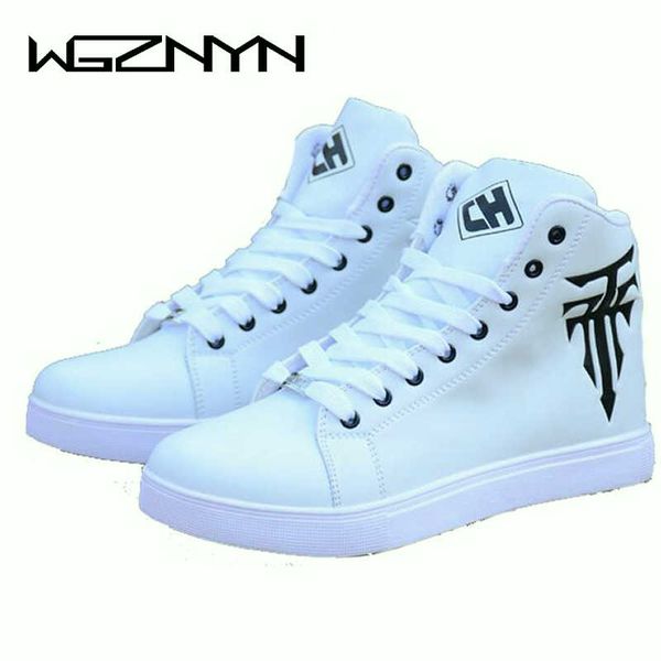 

spring men's shoes korean version of the trend of high-shoes men's white casual wild zapatillas hombre deportiva w409, Black