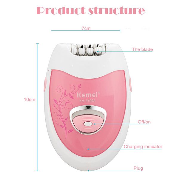 

2016 selling 2 in 1 rechargeable electric hair removal device wireless epilator skin care ladies hair removal device km 6199a comecase