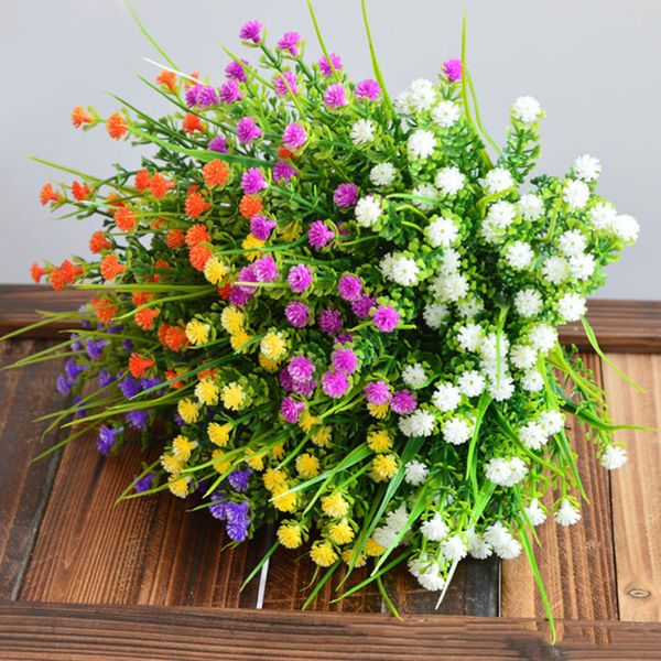 

small roses vivid green grass plants artificial flower babysbreath simulation flower wedding decoration for home office party