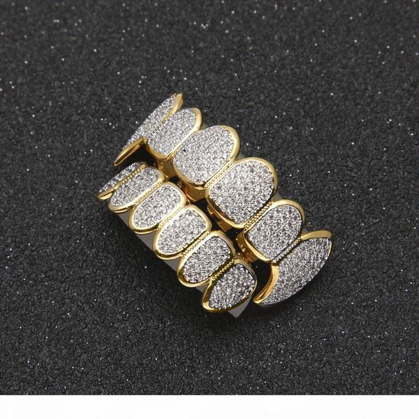

hip hop grillz for man full diamond hiphop grillz gold siver jewelry men fashion hip-hop jewelry wholesale, Black