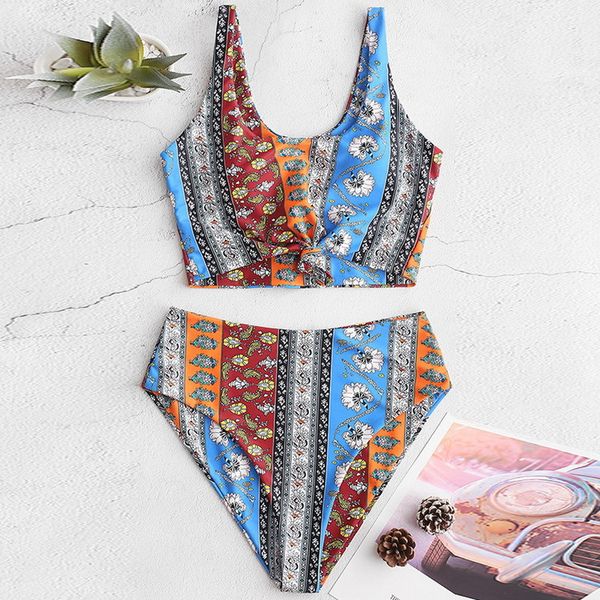 

2020 new bikini set swimsuit women 2 pieces high waist bikini push up print swimwear swimming suit for women bathing suit