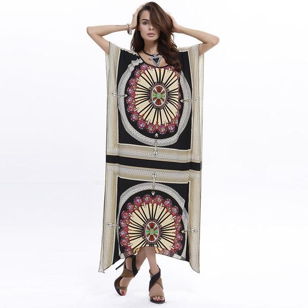 

2020 fund autumn model muslim robe printing bat sleeve length skirt, Black;gray